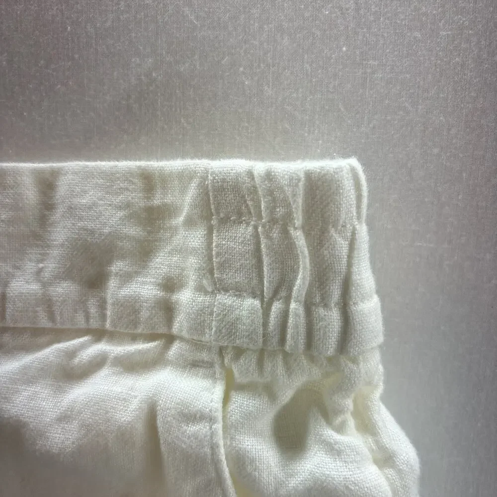 Panama Jack 100% Linen Shorts Mens XL Beach Resort Coastal White Elastic 36” W